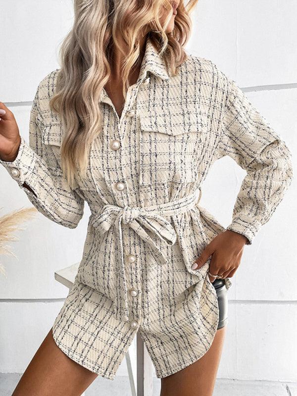 Fashion women's long plaid shirt dress - Curated by tt