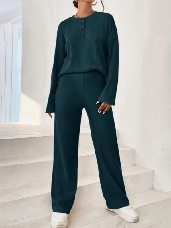 Casual Knit Two-Piece Pants Set - Curated by tt