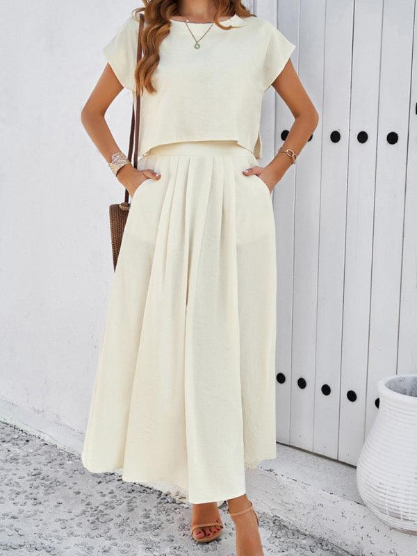 New spring and summer casual sleeveless top and long skirt suit - Curated by tt