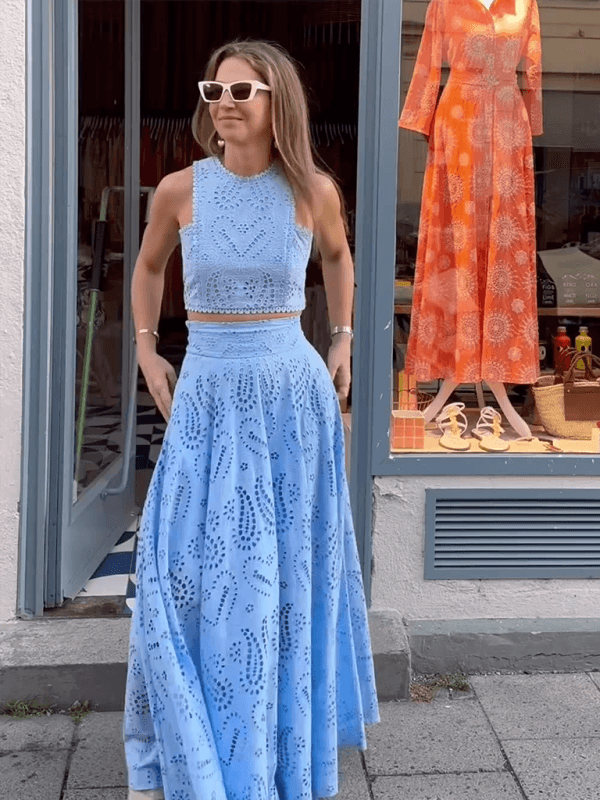 Eyelet Loose Two-piece Set - Curated by tt