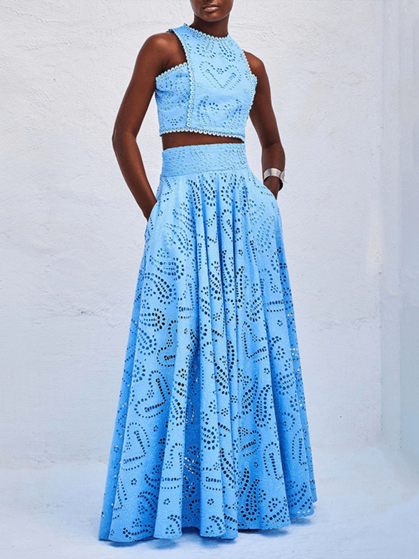 Eyelet Loose Two-piece Set - Curated by tt