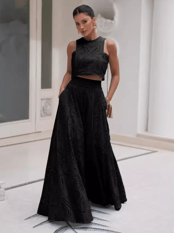 Eyelet Loose Two-piece Set - Curated by tt