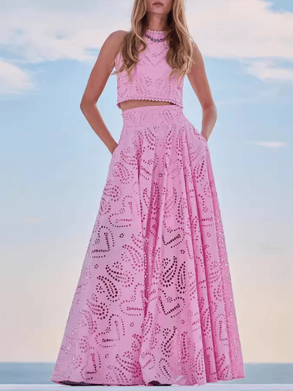 Eyelet Loose Two-piece Set - Curated by tt
