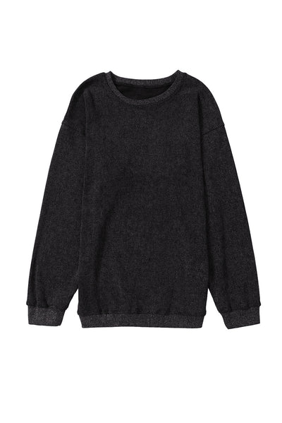 Ribbed Knit Crew Sweatshirt
