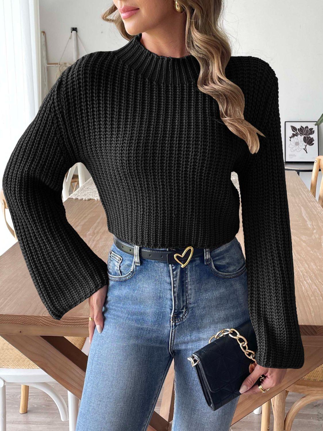 Mock Neck Long Sleeve Sweater - Curated by tt