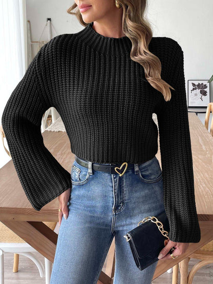 Mock Neck Long Sleeve Sweater - Curated by tt