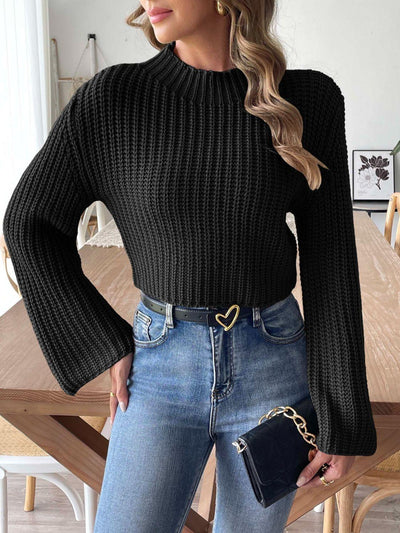 Mock Neck Long Sleeve Sweater - Curated by tt