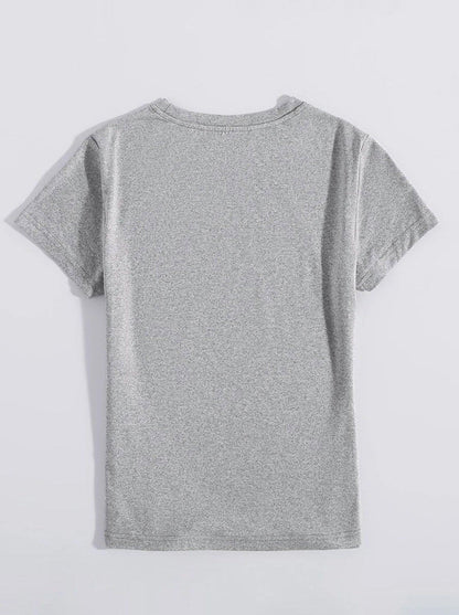 Letter Graphic Round Neck Short Sleeve T-Shirt - Curated by tt