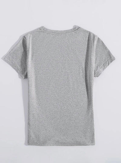 Letter Graphic Round Neck Short Sleeve T-Shirt - Curated by tt