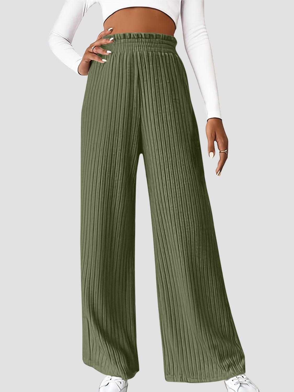 Ribbed High Waist Pants - Curated by tt