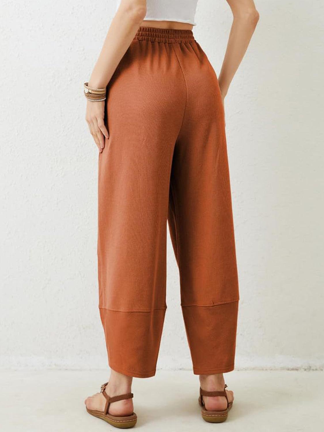 Lovelet Elastic Waist Wide Leg Pants - Curated by tt