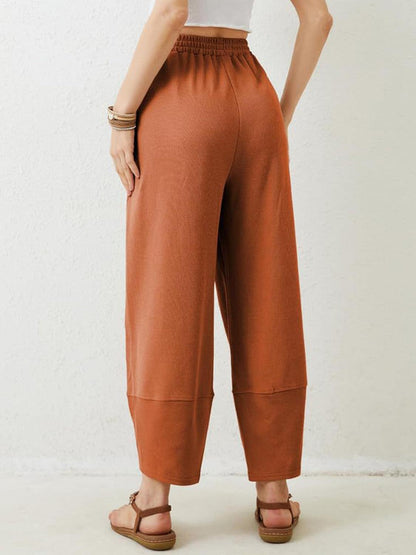 Lovelet Elastic Waist Wide Leg Pants - Curated by tt