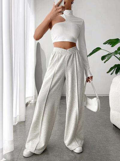 Elastic Waist Wide Leg Pants - Curated by tt