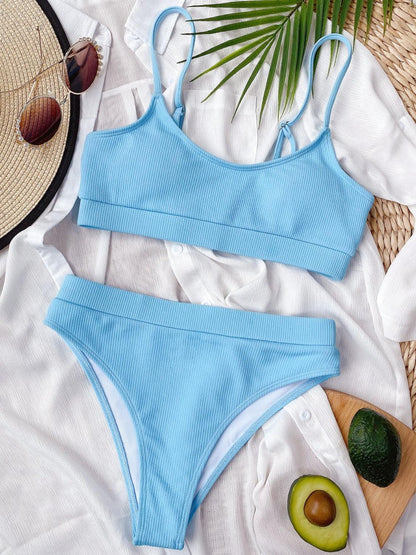Scoop Neck Spaghetti Strap Two-Piece Swim Set - Curated by tt