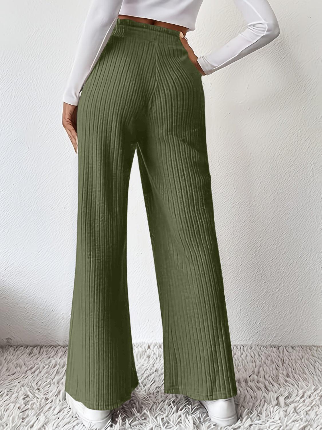 Ribbed High Waist Pants - Curated by tt