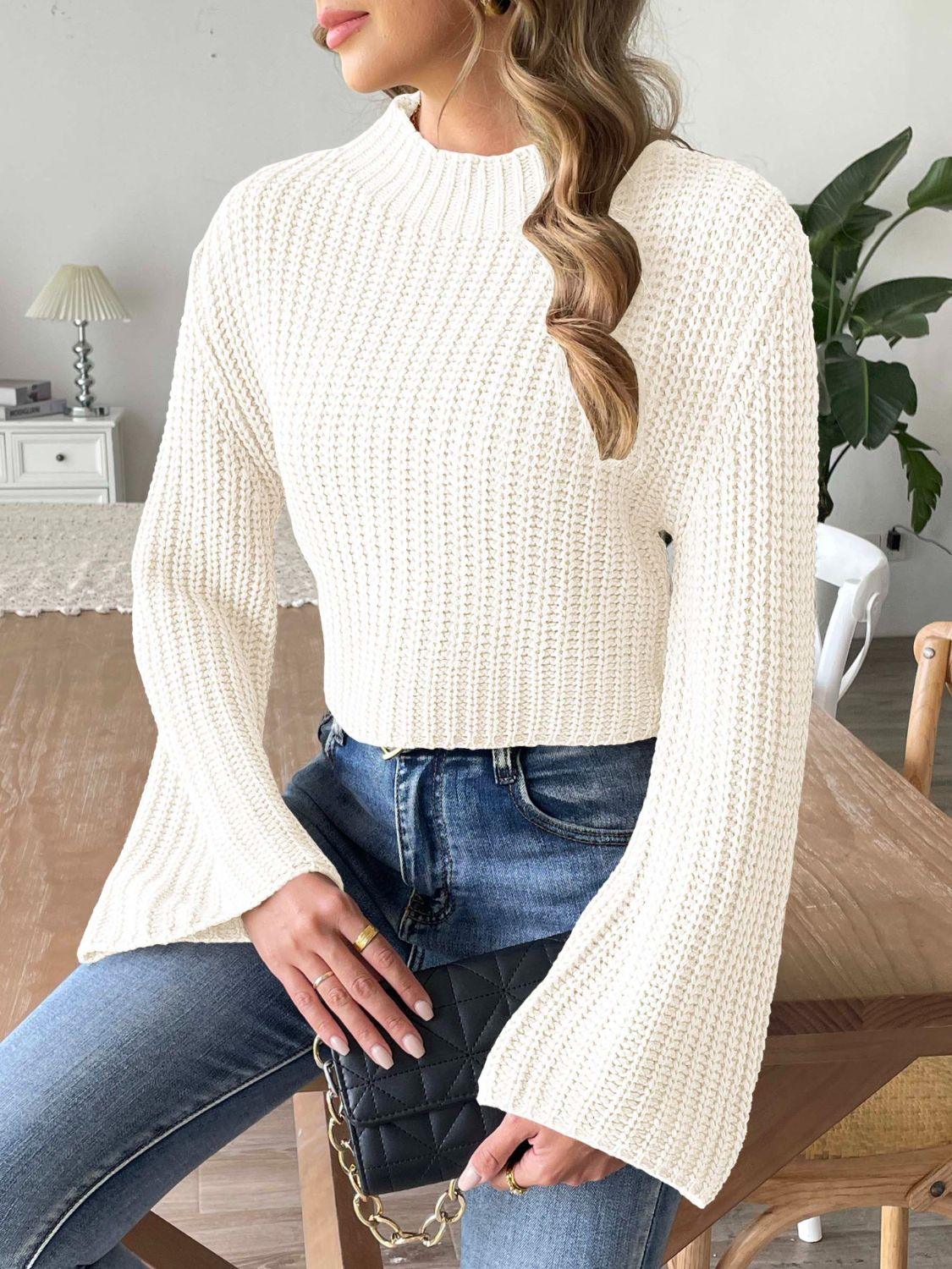 Mock Neck Long Sleeve Sweater - Curated by tt