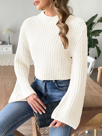 Mock Neck Long Sleeve Sweater - Curated by tt