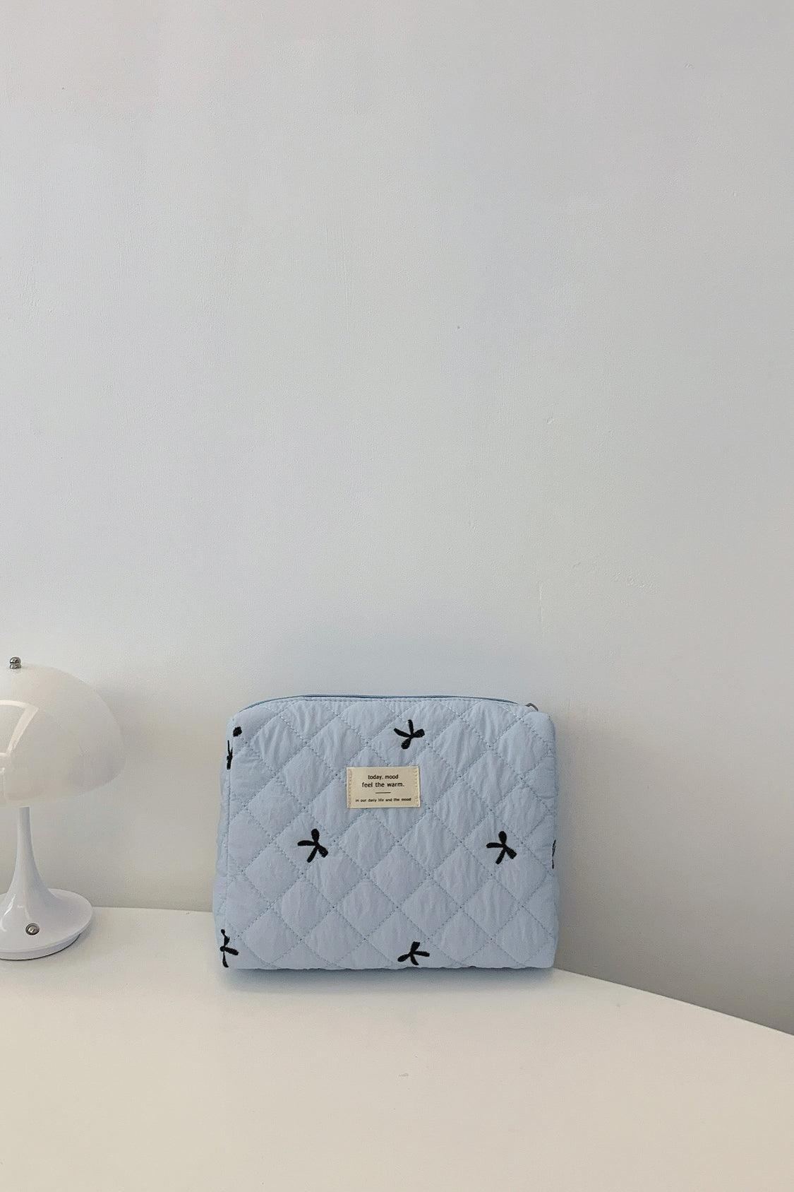 Bow Embroidered Quilted Storage Bag - Curated by tt