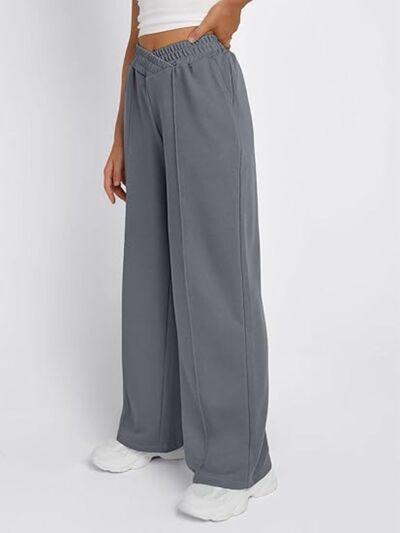 Elastic Waist Wide Leg Pants - Curated by tt