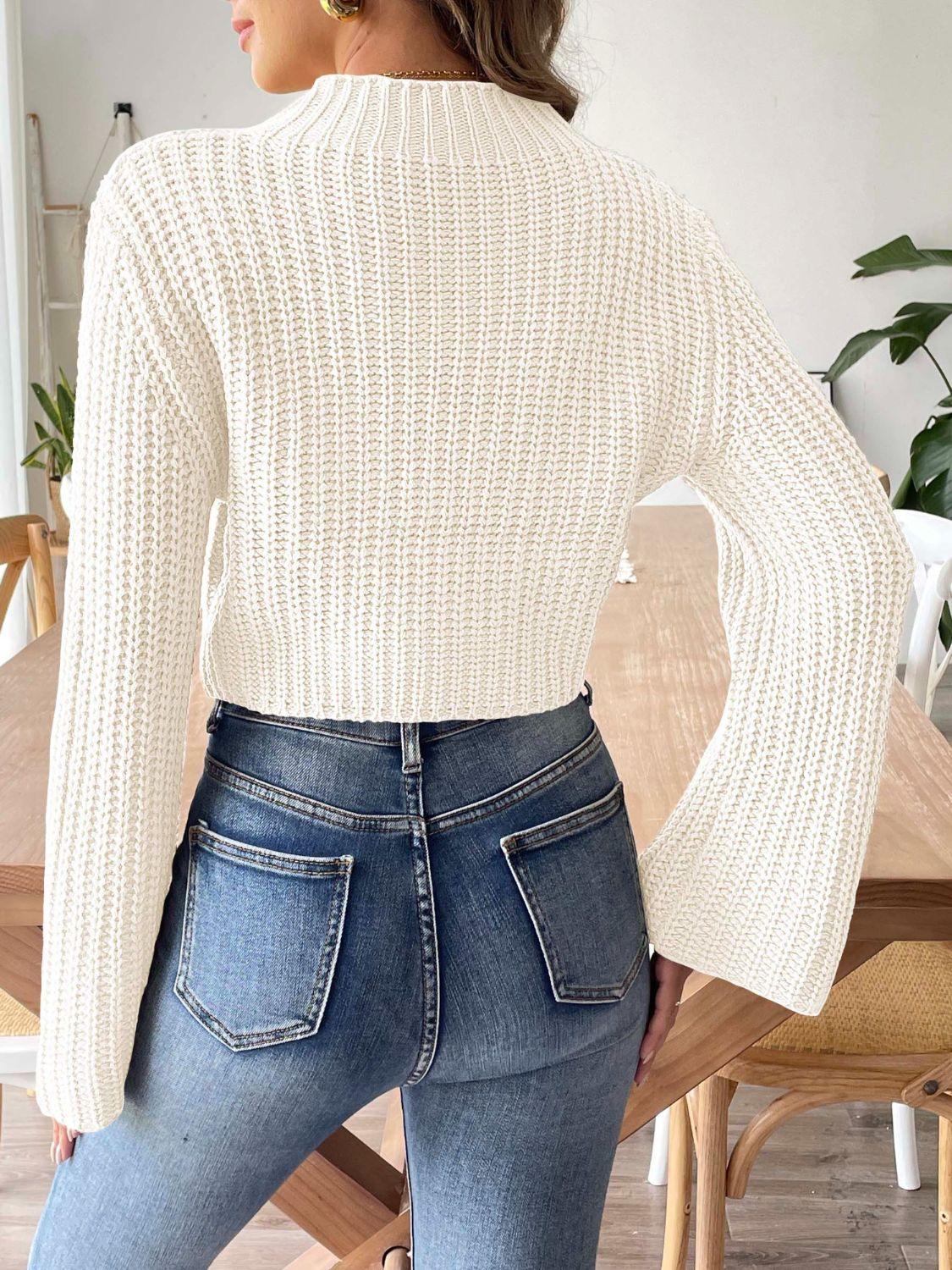 Mock Neck Long Sleeve Sweater - Curated by tt