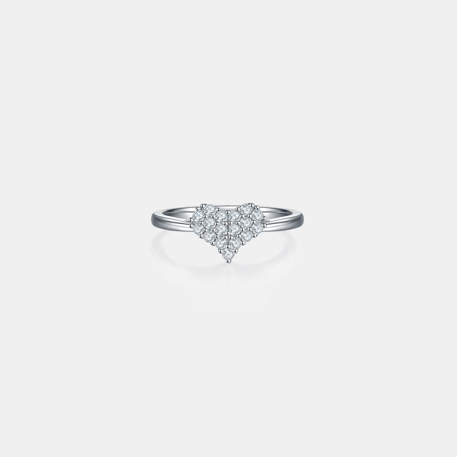 Moissanite 925 Sterling Silver Heart Ring - Curated by tt