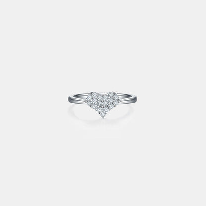 Moissanite 925 Sterling Silver Heart Ring - Curated by tt