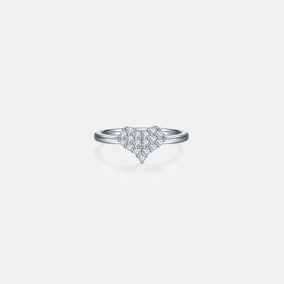 Moissanite 925 Sterling Silver Heart Ring - Curated by tt