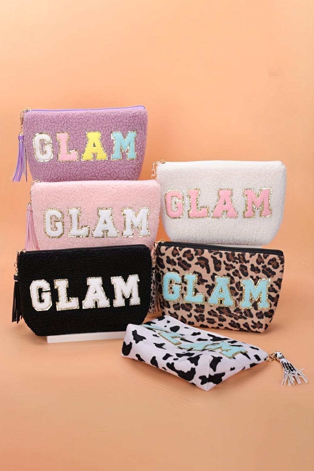 Sparkle Letter Pattern Tassel Zipper Makeup Bag - Curated by tt