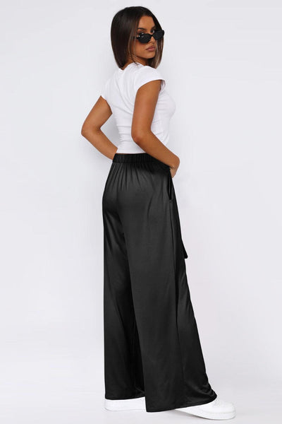 Tied Pocketed Wide Leg Pants - Curated by tt