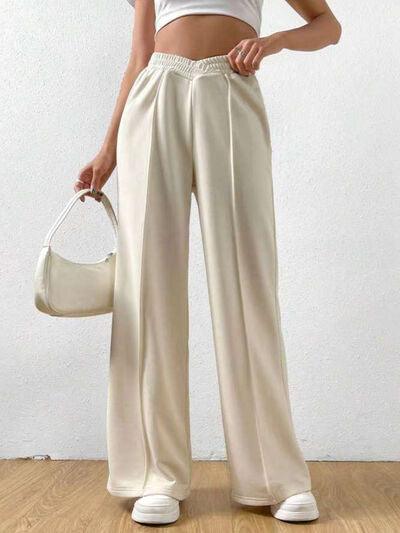 Elastic Waist Wide Leg Pants - Curated by tt