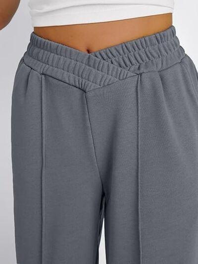Elastic Waist Wide Leg Pants - Curated by tt