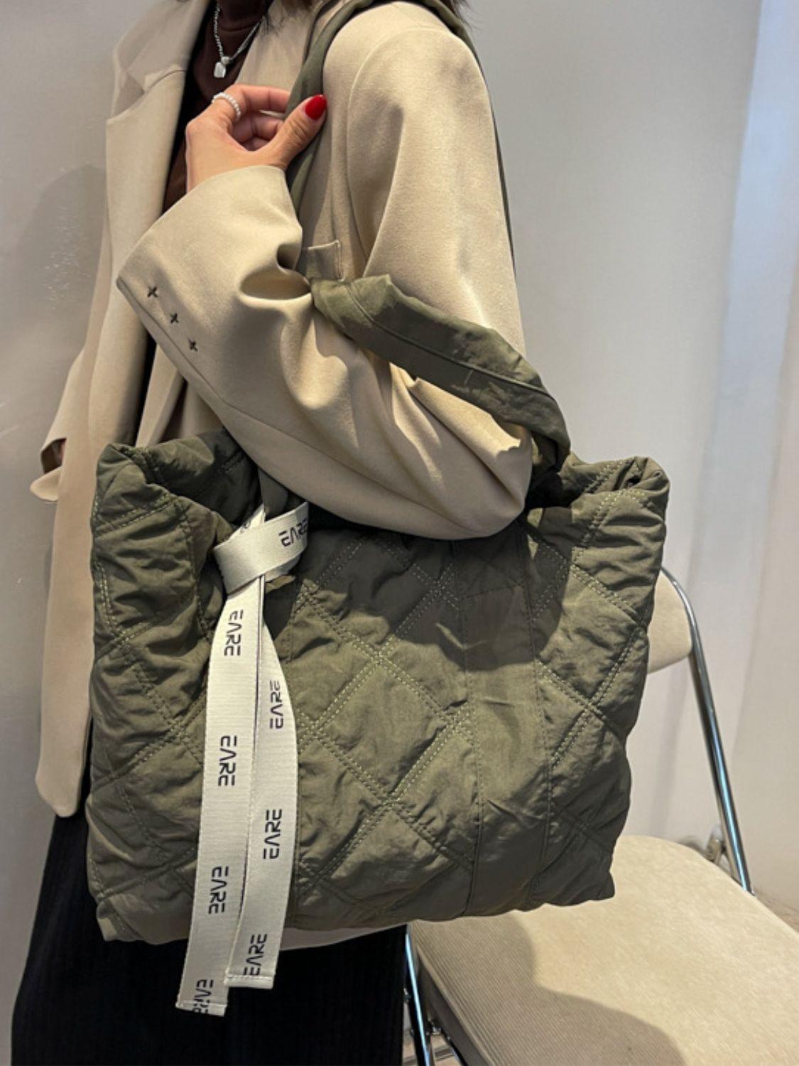 Quilted Nylon Large Tote Bag - Curated by tt