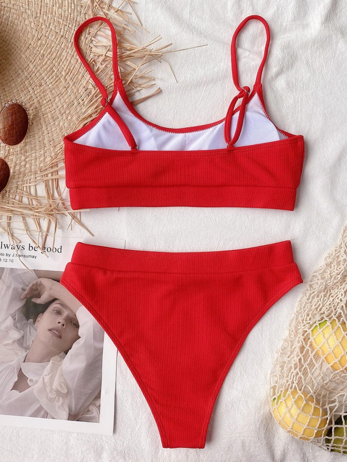 Scoop Neck Spaghetti Strap Two-Piece Swim Set - Curated by tt