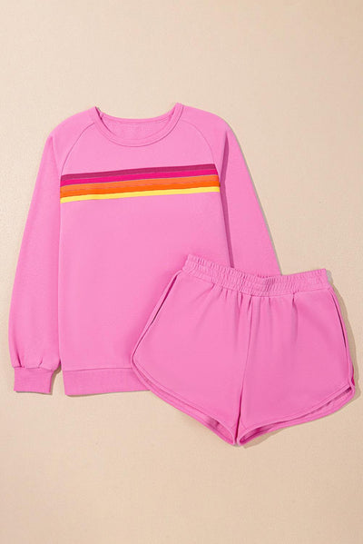 Bonbon Striped Pullover & Shorts Set - Curated by tt