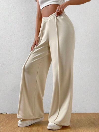 Elastic Waist Wide Leg Pants - Curated by tt