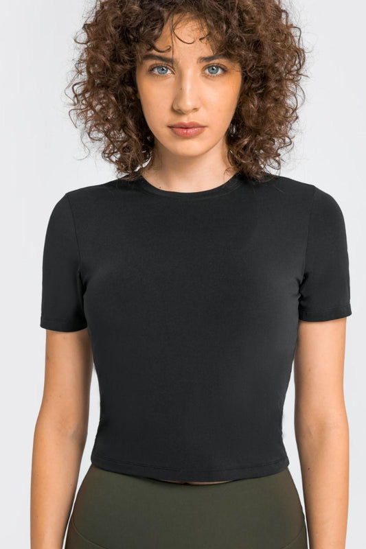 Millennia Round Neck Short Sleeve Yoga Tee - Curated by tt