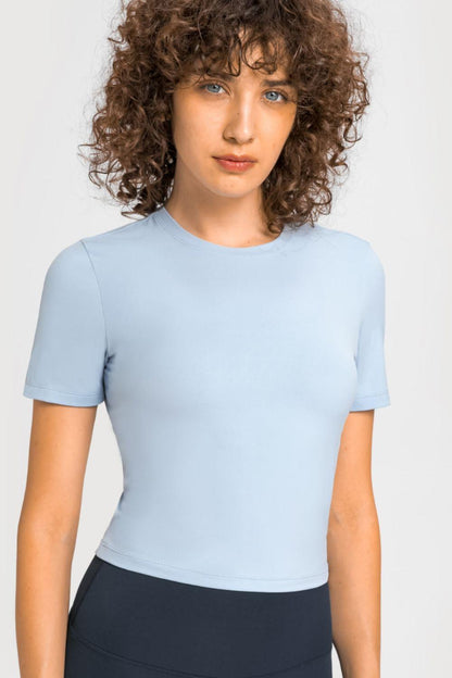 Millennia Round Neck Short Sleeve Yoga Tee - Curated by tt
