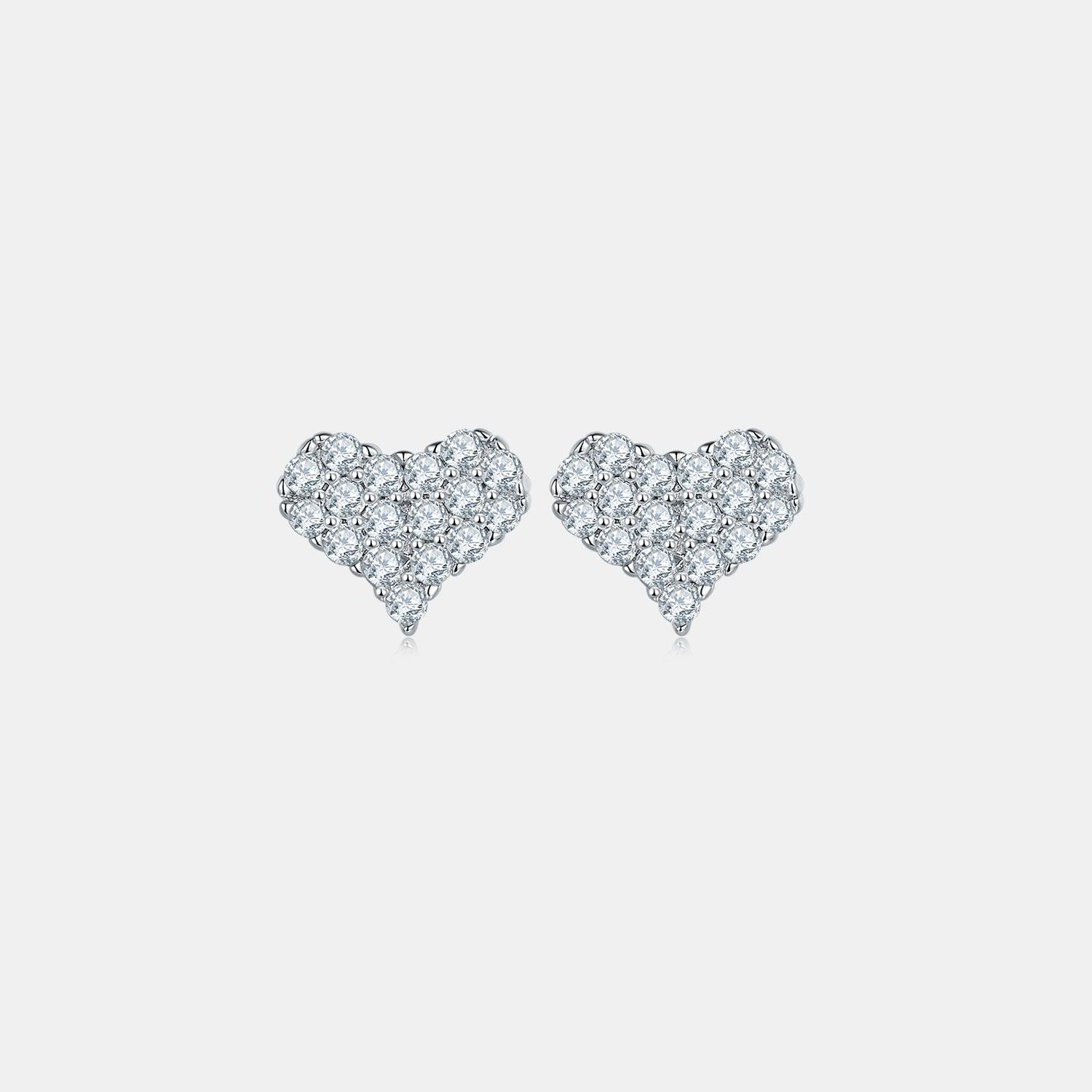 Moissanite 925 Sterling Silver Heart Stud Earrings - Curated by tt