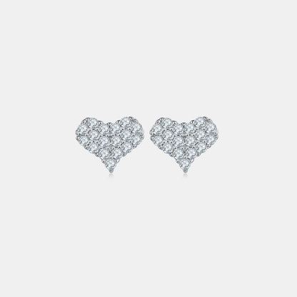 Moissanite 925 Sterling Silver Heart Stud Earrings - Curated by tt