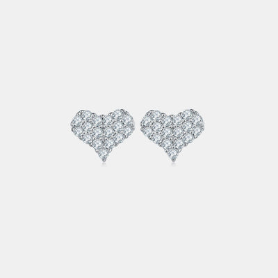 Moissanite 925 Sterling Silver Heart Stud Earrings - Curated by tt