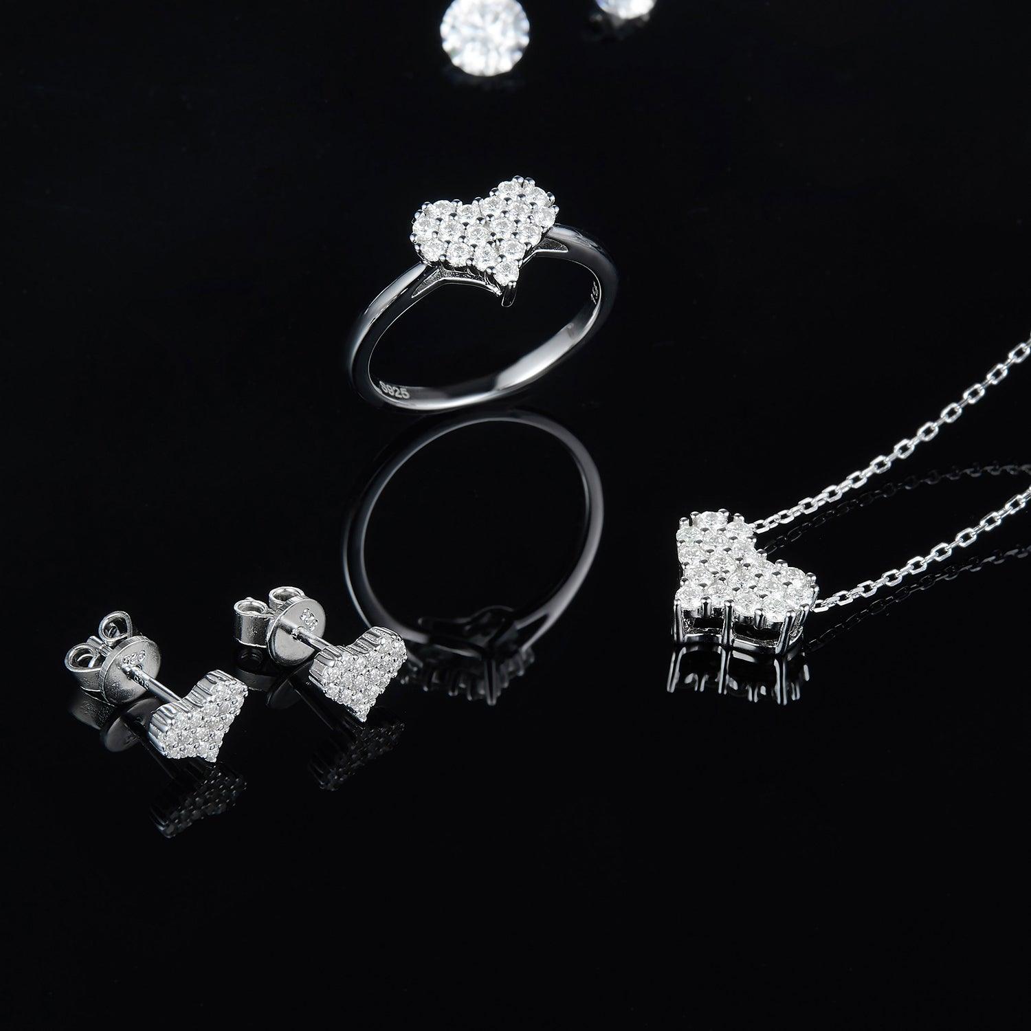 Moissanite 925 Sterling Silver Heart Stud Earrings - Curated by tt