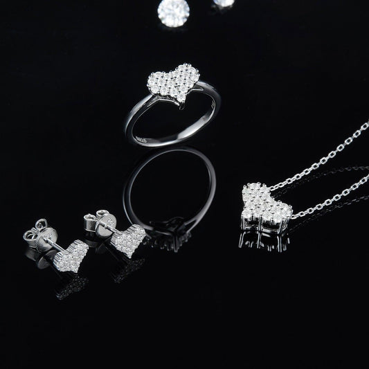 Moissanite 925 Sterling Silver Heart Stud Earrings - Curated by tt