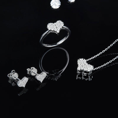 Moissanite 925 Sterling Silver Heart Stud Earrings - Curated by tt