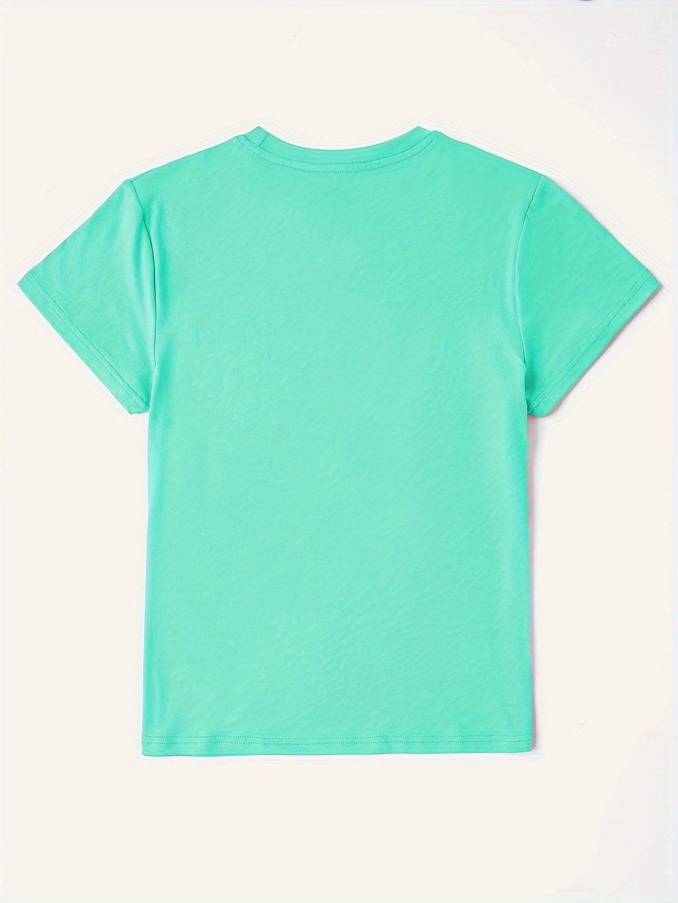 Letter Graphic Round Neck Short Sleeve T-Shirt - Curated by tt