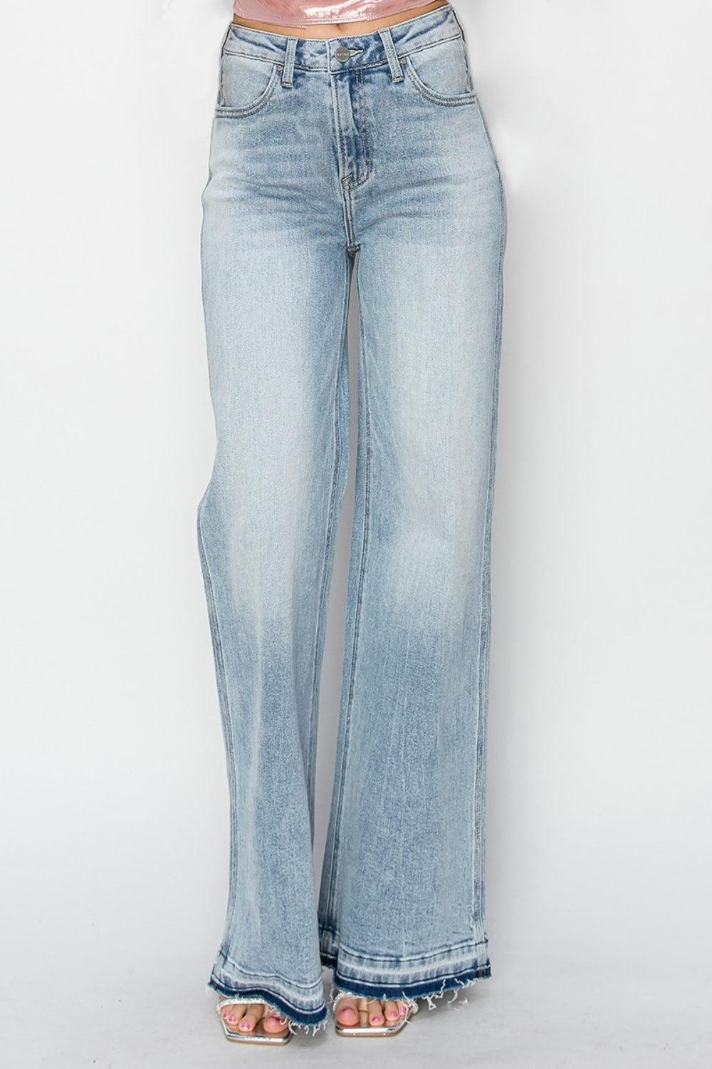 Full Size High Rise Wide Leg Jeans - Curated by tt