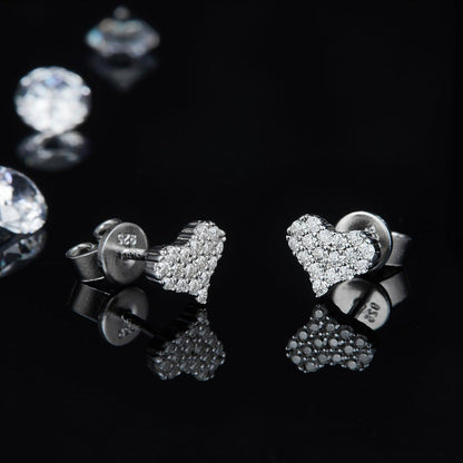 Moissanite 925 Sterling Silver Heart Stud Earrings - Curated by tt