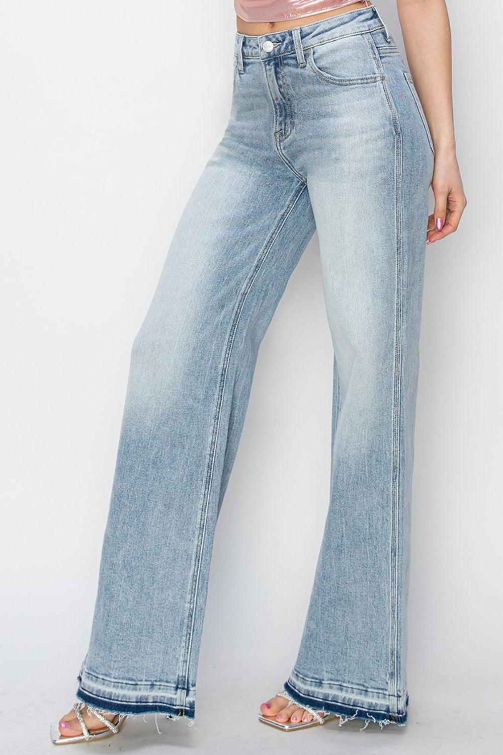 Full Size High Rise Wide Leg Jeans - Curated by tt