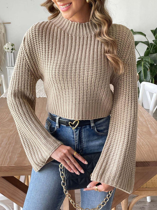 Mock Neck Long Sleeve Sweater - Curated by tt