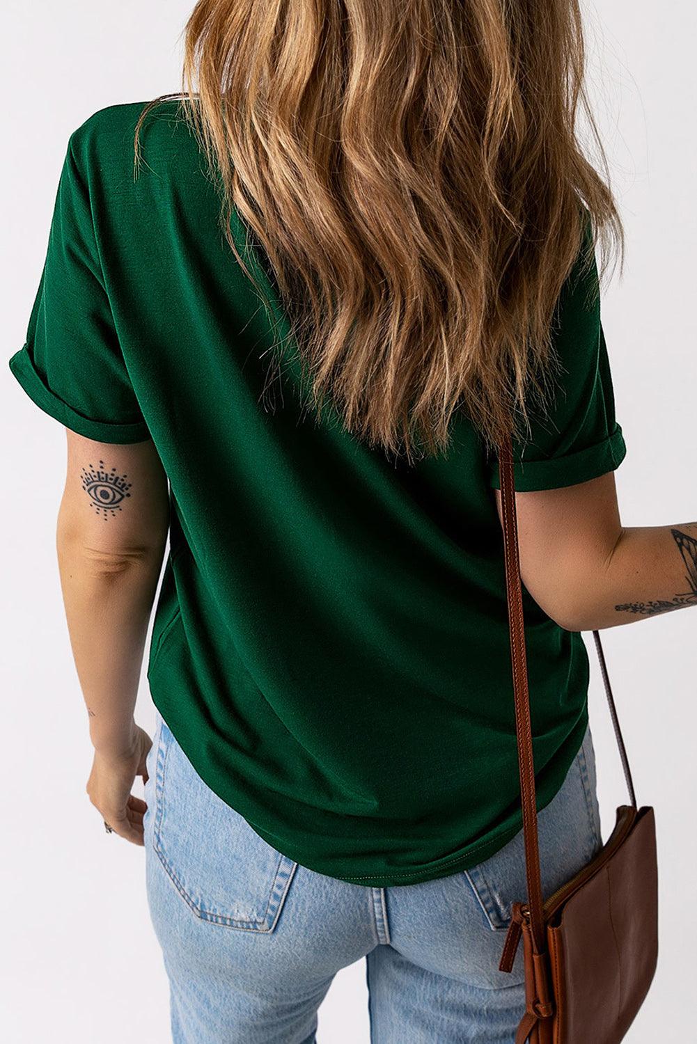 LUCKY Round Neck Short Sleeve T-Shirt - Curated by tt