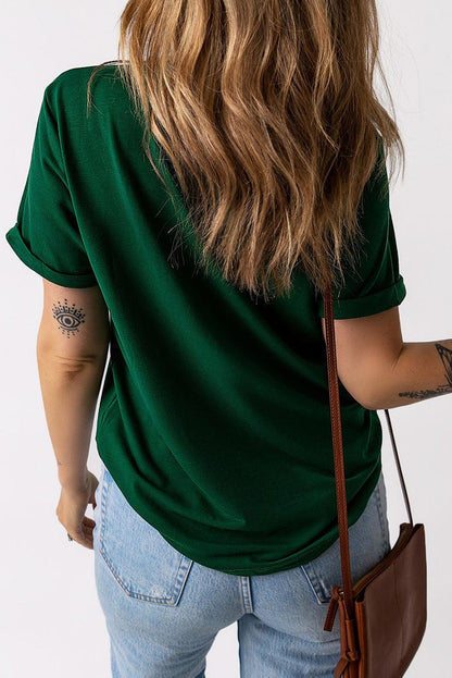 LUCKY Round Neck Short Sleeve T-Shirt - Curated by tt